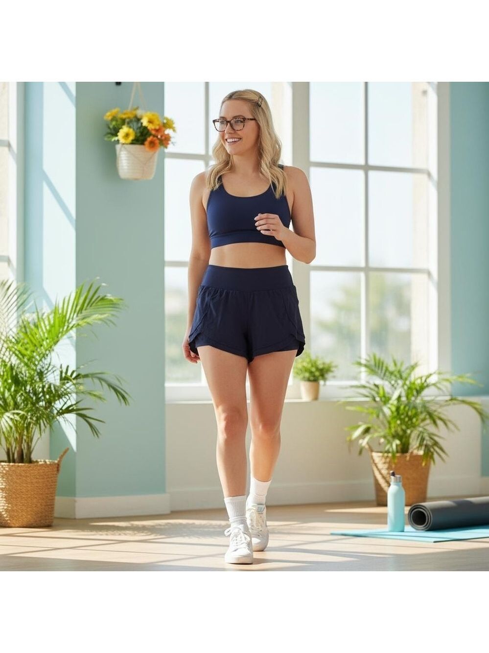 Soothfeel Navy Blue And Black Shorts With Liner Size Medium